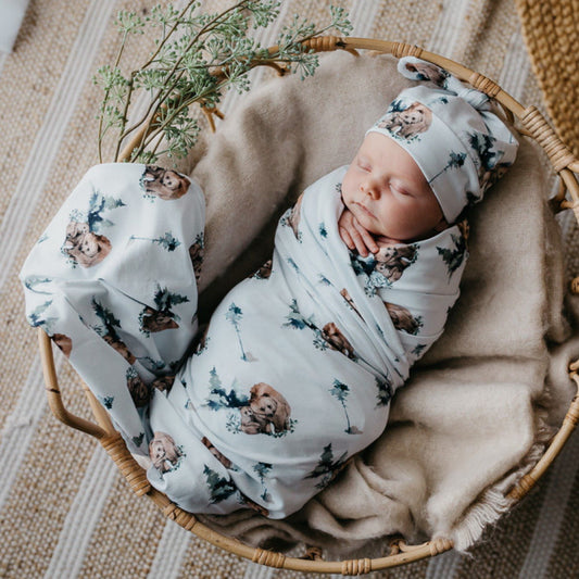 Grizzly Jersey Swaddle Wrap with Beanie