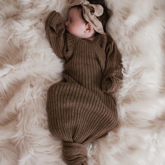Heirloom Knitted Gowns - Brown Rib