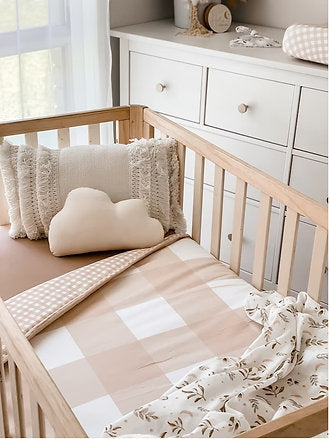 Sand Gingham Cot Quilt